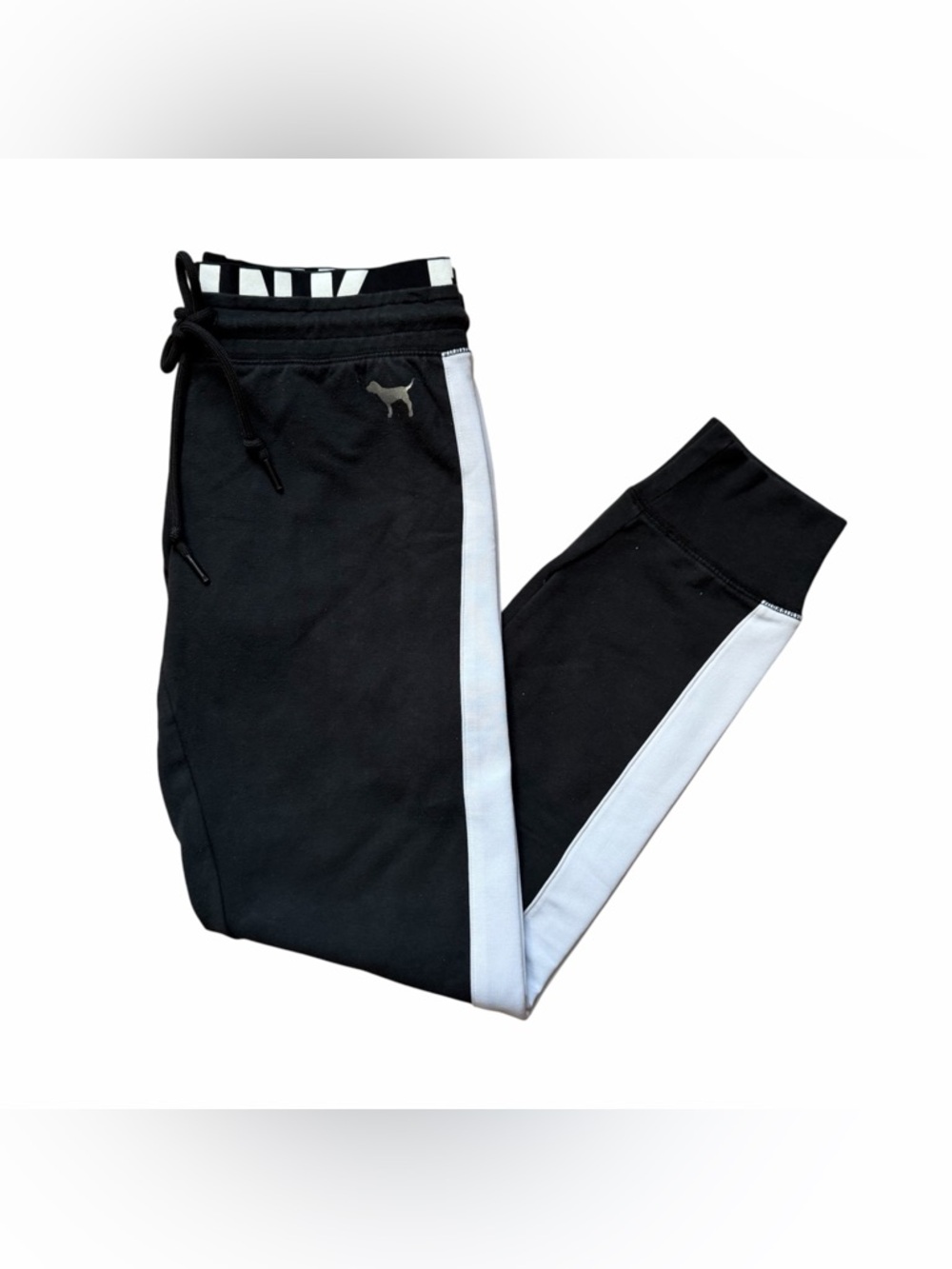 PINK Victoria's Secret Jogger Sweatpants in Black with White Side Stripes Size S